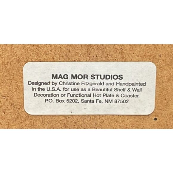 Handpainted Ceramic Bear Design Tile By Mag Mor Studios By C Fitzgerald 6" X 6" - Picture 3 of 3